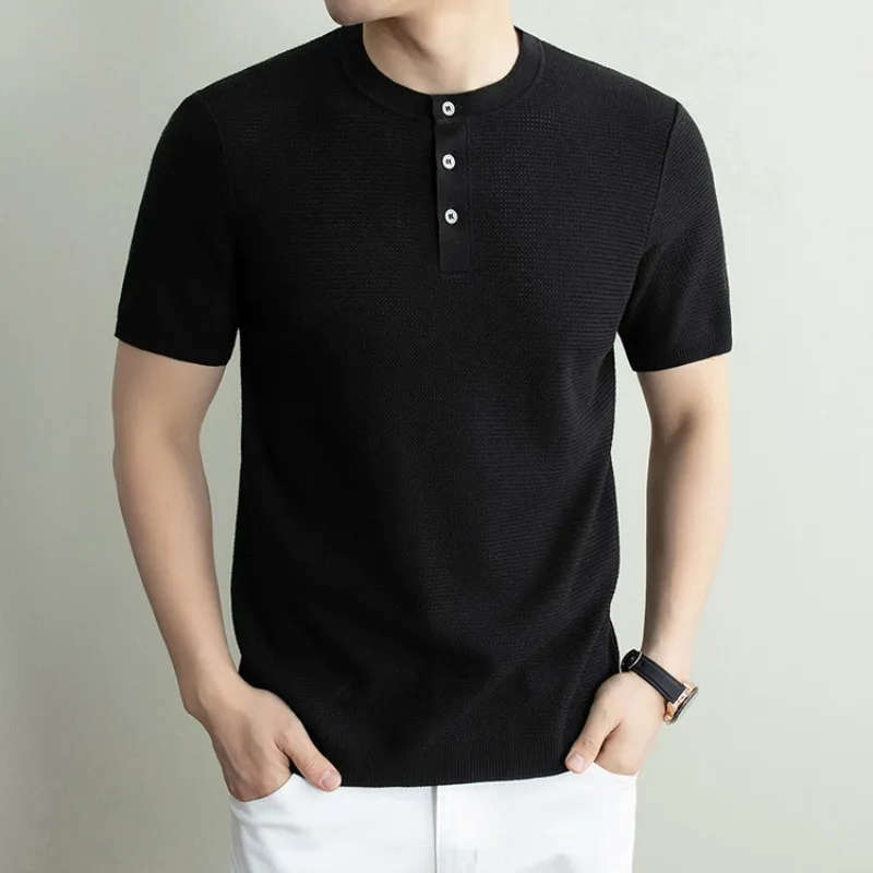Men's Polo Shirts Linen Old Money Short Sleeve T Shirt Casual Summer Breathable Button