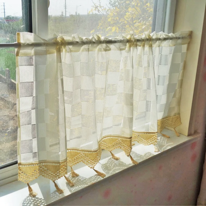 

Vintage white lace flower half curtain coffee curtain short curtain