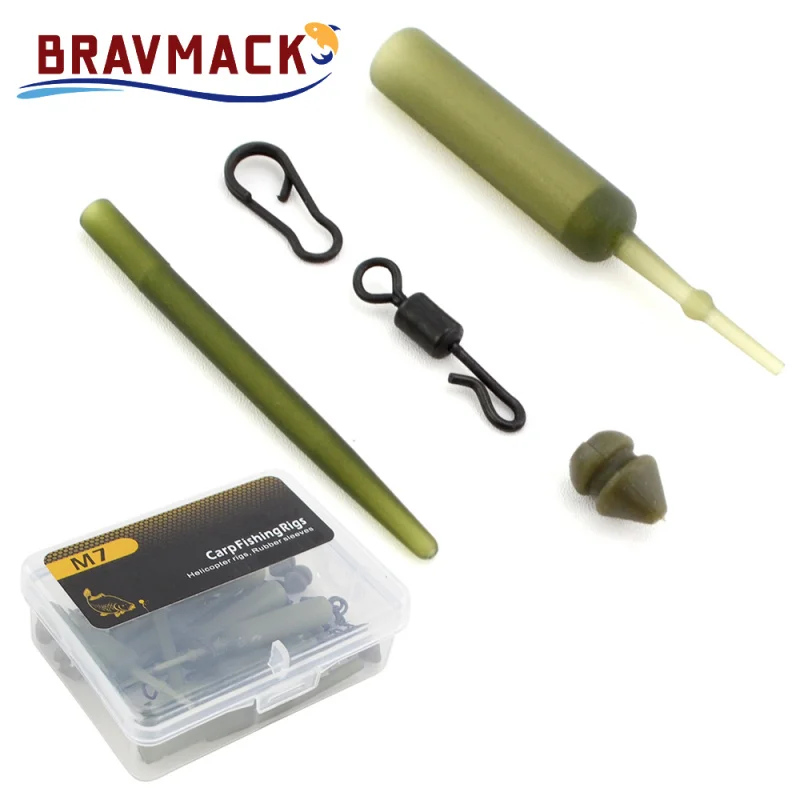 10 Sets/box Carp Fishing Rig Kit Fishing Swivel Snaps Fishing Helicopter Rig Hook Sleeve Fishing Accessories