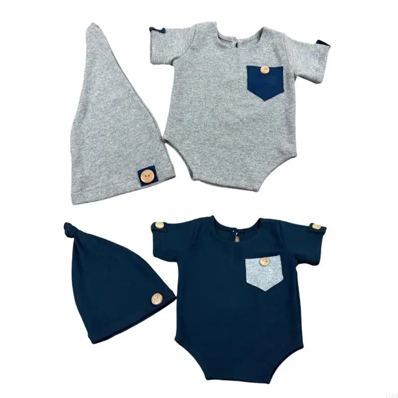 

L8rb 1 Set Baby Photography Romper с подходящей шляпой с твердыми фотосессиями для празднования дня рождения на праздновании дня
