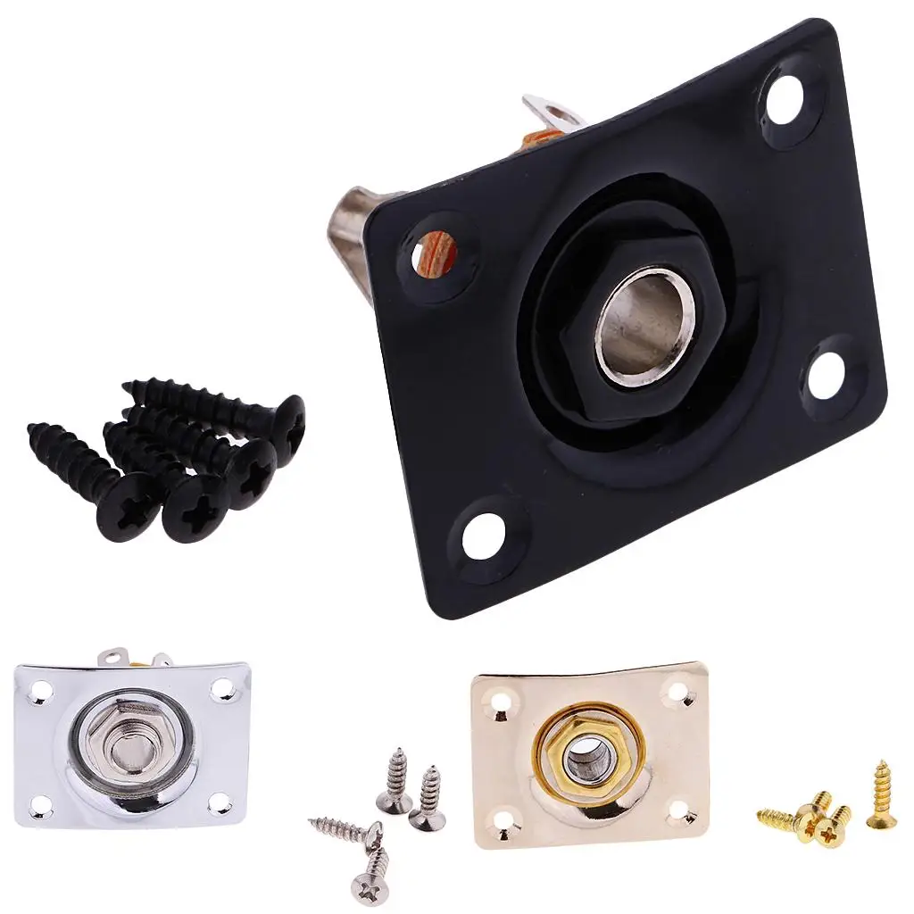 Output Plug Metal Rectangle Jack Repair Accessory Replacement Plate for Electric Bass Guitar