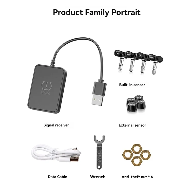 TPMS Spare Tyre External Sensor Tire Pressure Monitoring System USB TPMS For Car Navigation Radio DVD Player Detection