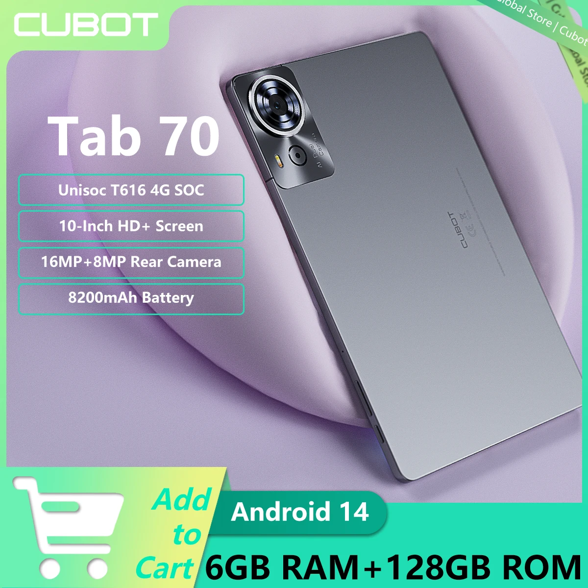 NEW CUBOT Tab 70 4G Tablet 16(6+10)GB RAM+128GB ROM 8200mAh 11