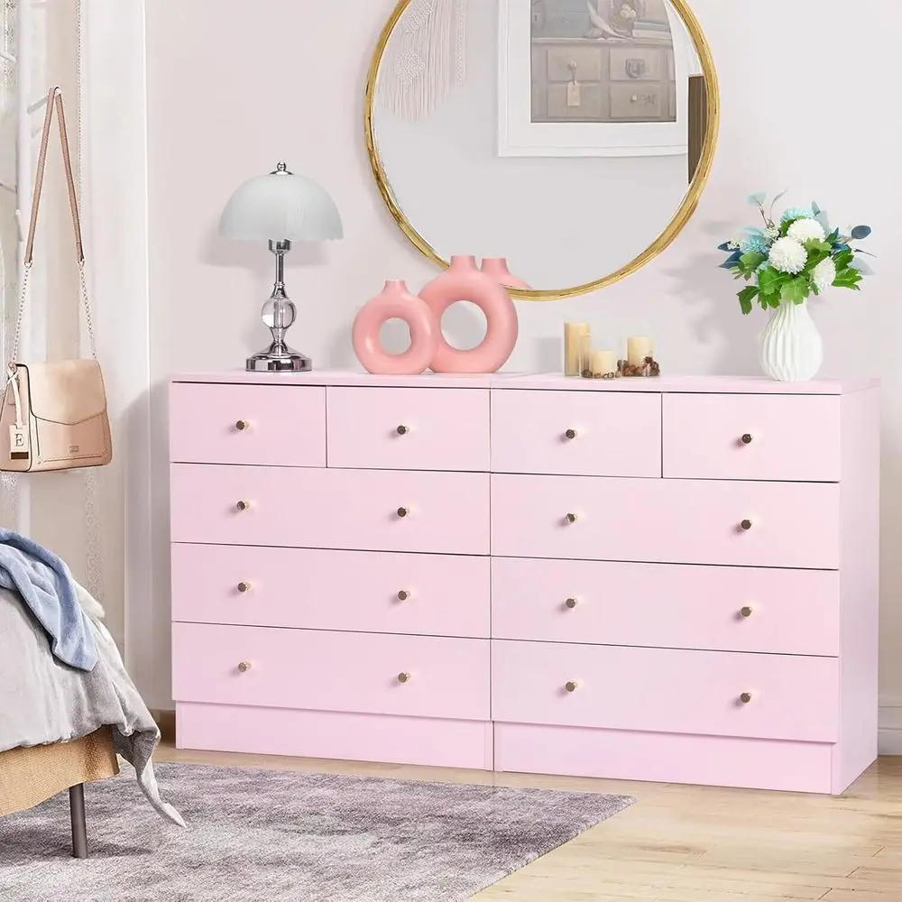 صندوق بمقبض باللون الذهبي الوردي لغرفة نوم البنات، مناسب لمساحات المعيشة والمكاتب