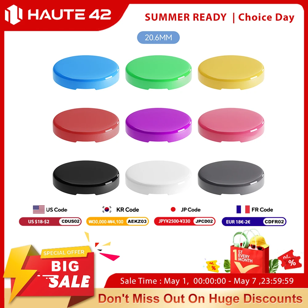 Haute42 레버리스 아케이드 컨트롤러용 Hitbox 크로스 키캡 미니 Hitbox 버튼 캡 다채로운 DIY 20.6mm 로...
