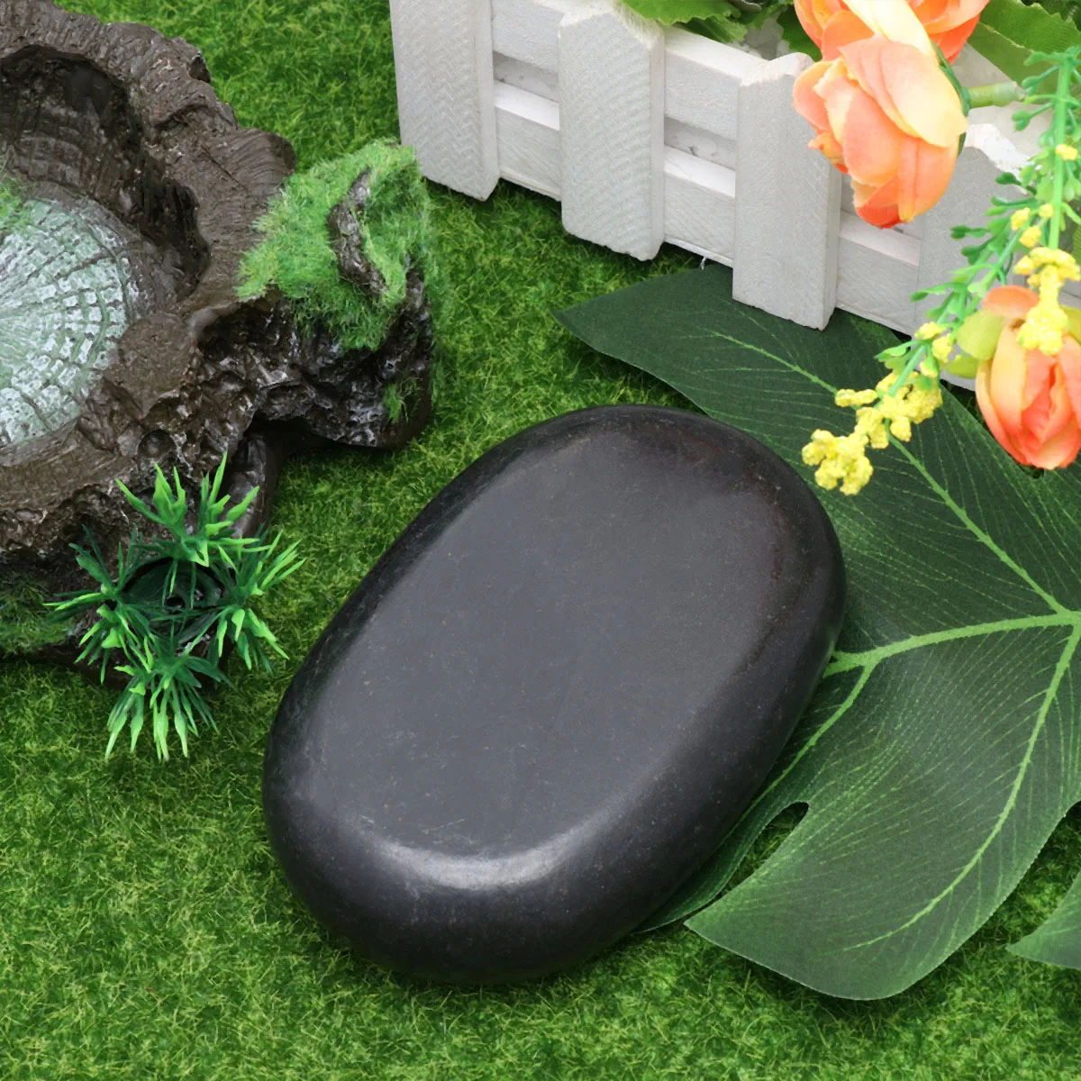 Pedras de massagem de pedra vulcânica para spa preto suave pedras de massagem quente para relaxamento eletromagnético