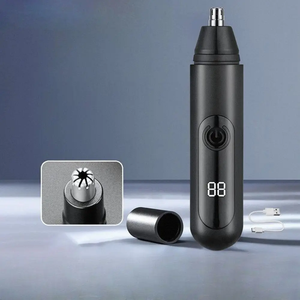 Portable Electric Nose Hair Trimmer Rechargeable Facial Grooming Clipper With LED Digital Display For Daily Care
