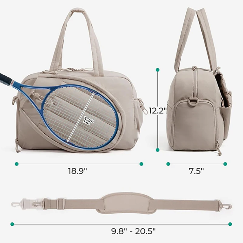 

Gym Bag for WomenTennis Rackets Bag Outdoor Travel Sports Training Shoulder Bags Badminton Paddle Handbag Weekender Duffel Tote