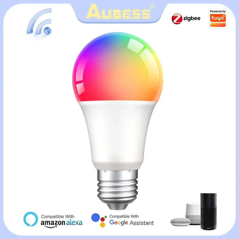 Tuya หลอดไฟ LED 3.0อัจฉริยะ rgbcw 9W E27แอปควบคุมชีวิตอัจฉริยะทำงานร่วมกับ Alexa Google Home