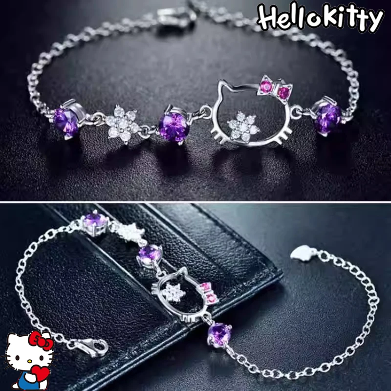 

Sanrio Helloes Kittys Female Bracelet Fashion Trend Cartoon Anime Alloy Kawaii Jewelry Accessories Wristband A Gift for A Friend