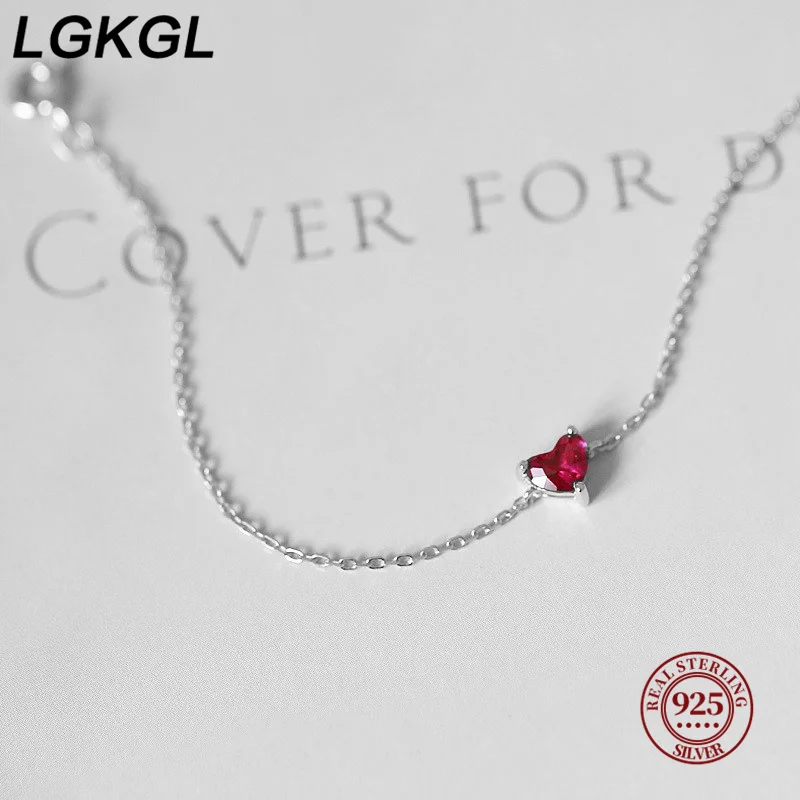 S925 sterling silver bracelet for women small red heart plated with 14k gold heart-shaped red diamond temperament ruby ​​Japanes