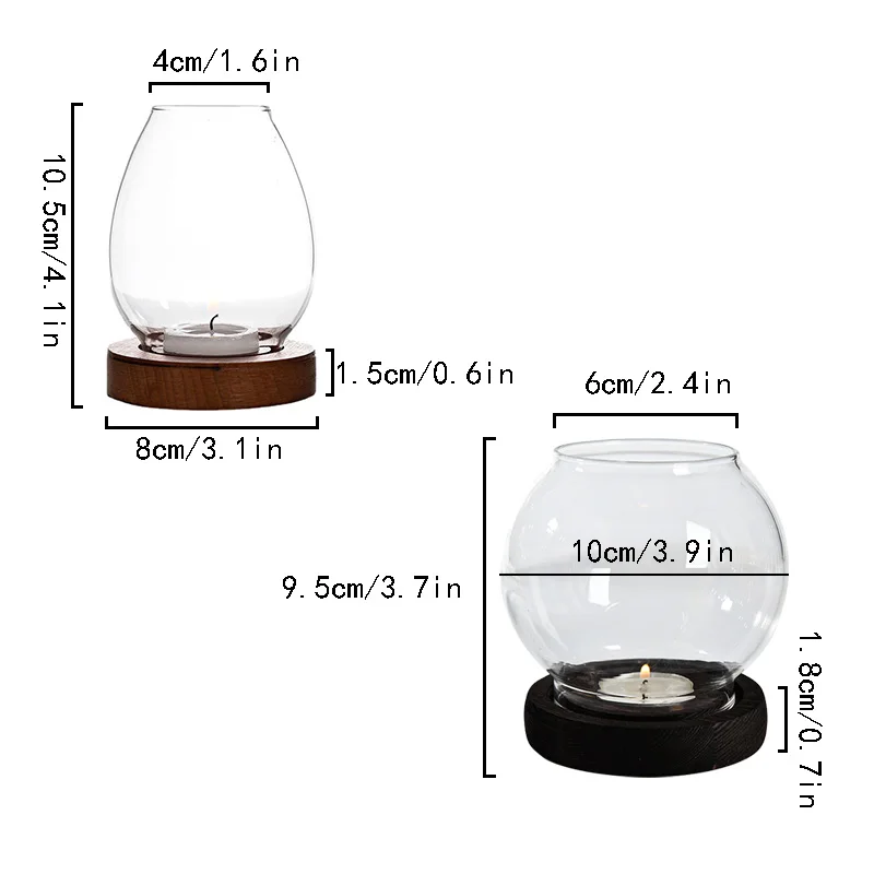 Portacandele in vetro trasparente Candelieri rotondi Tealight Forma di lampada a olio retrò Decorazione romantica per la tavola da pranzo della