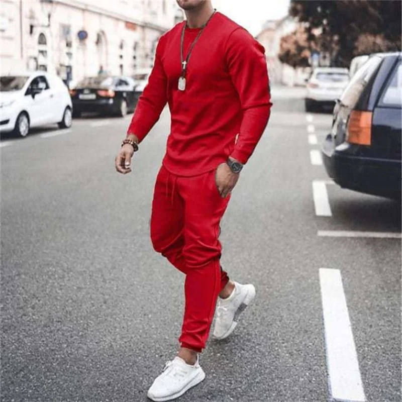 Long-sleeved Leisure Suit Two-piece Men's Fashion Multi-color