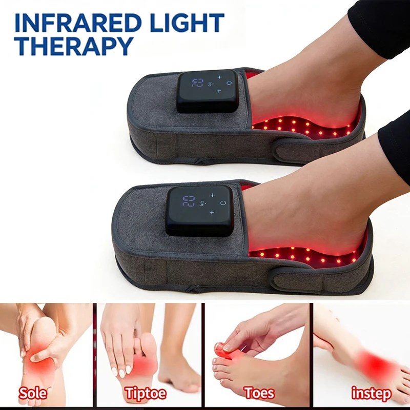 Red Light Massage Shoes Infrared Therapy To Relieve Plantar Fasciitis Cordless Rechargeable Boots To Relieve Fatigue Home Used