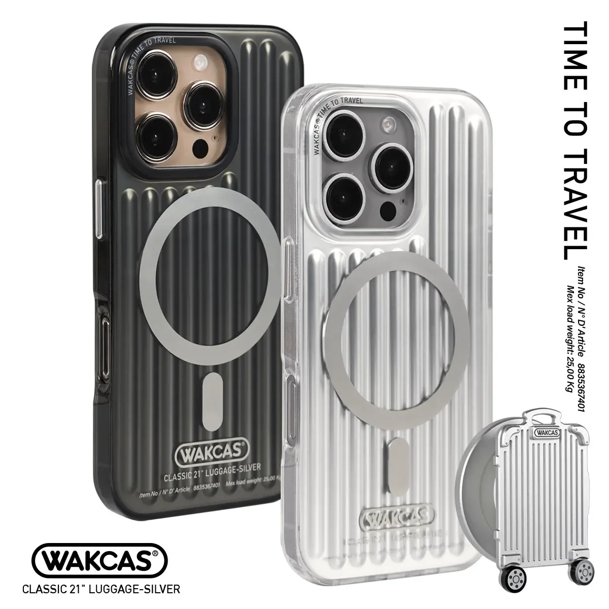 

Wakcas Luggage Corrugated Magsafe Magnetic Wireless Charge Case for IPhone 16 Pro Max Fall-proof Phone Case Accessories Gift