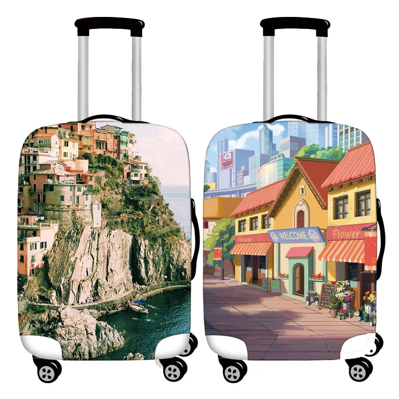 

Thicken Elastic Luggage Cover Landscape Pattern Baggage Covers Suitable18 To 32 Inch Suitcase Case Dust Cover Travel Accessories