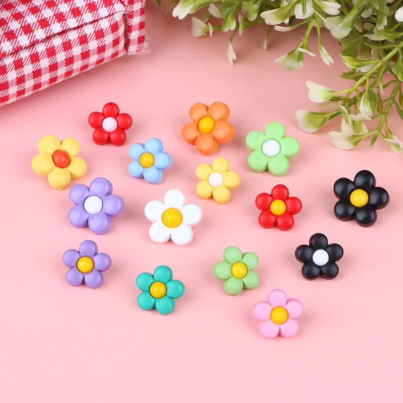 10Pcs 18/15mm Children\'s Coat Colorful Flowers Shank Buttons For Kids Clothes Cute Shirt Sweaters Dress Decor Sewing Accessories