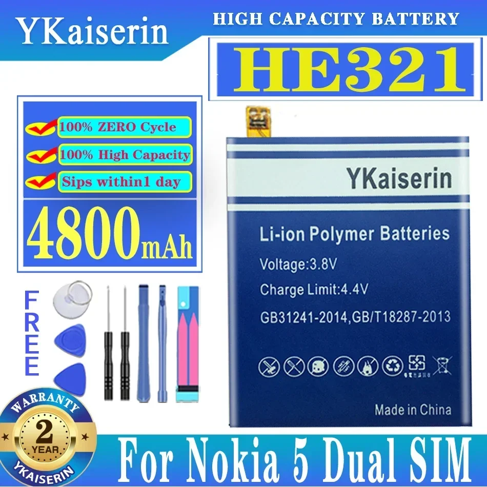 

For Nokia 5 Dual Sim TA-1053 DS 3.1 4800mAh Mobile Phone Battery HE321 HE336 High Compatibility High-Efficiency