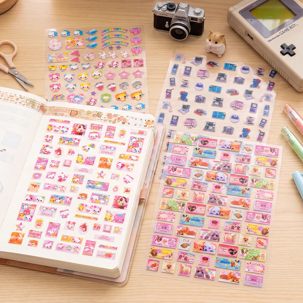 Kawaii Cute Animal Mini Stickers Transparent Decals for Journal Scrapbook Planner Phone Water Bottle DIY Craft Decor