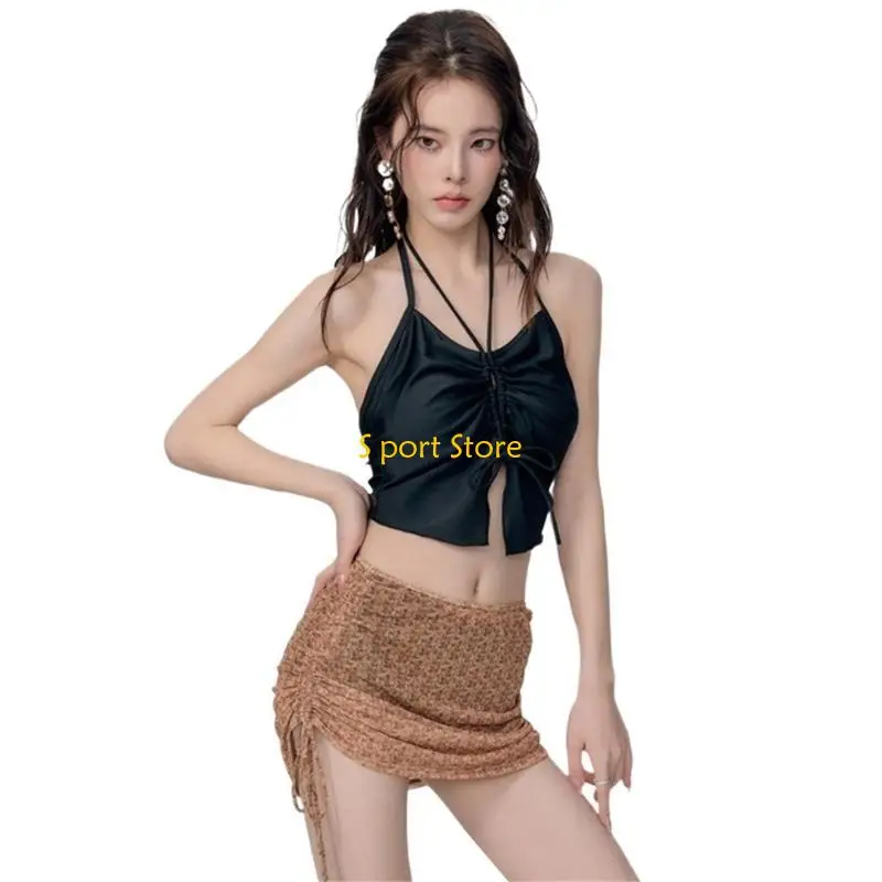 U2JB Women Halters Swimming Suit Female Hollow Out Swimsuits 3 Pcs Swimwear Backless Bathing Suit for Beachwear
