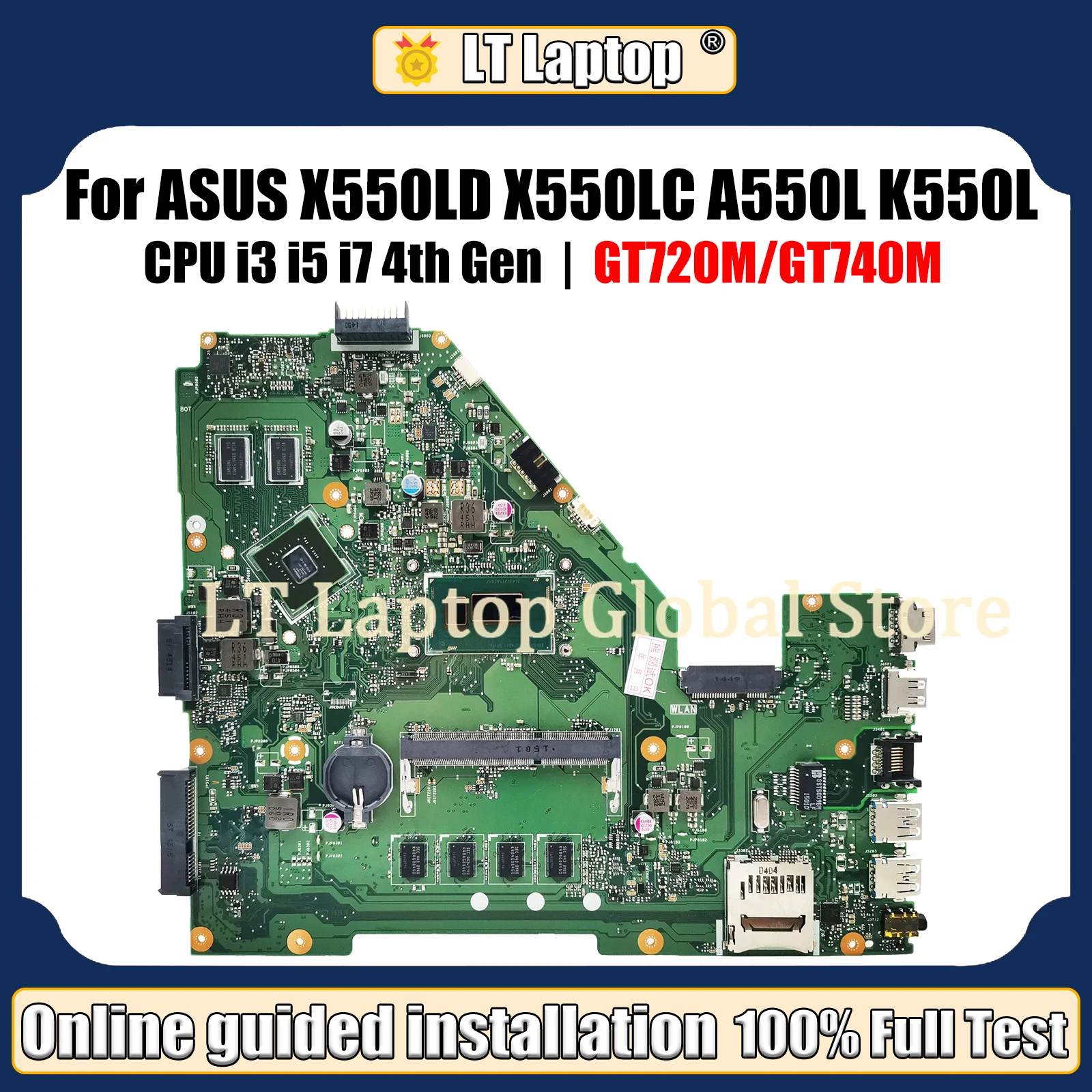 LT Laptop X550LD Motherboard For ASUS X550LC A550L K550L X550L 4G-RAM I3 I5 I7 4TH GEN GT720 GT820 Mainboard TEST