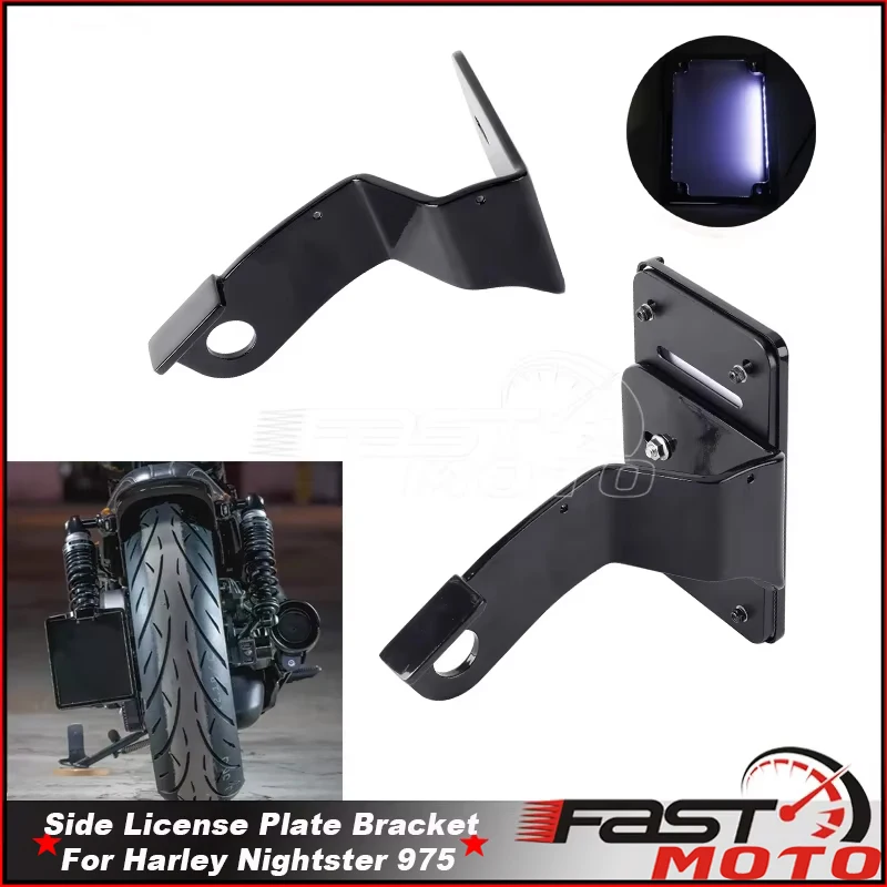 Side Mount License Plate Holder Frame For Harley Nightster 975 RH 975 RH975 Modified Registration Bracket Holder Support Guard