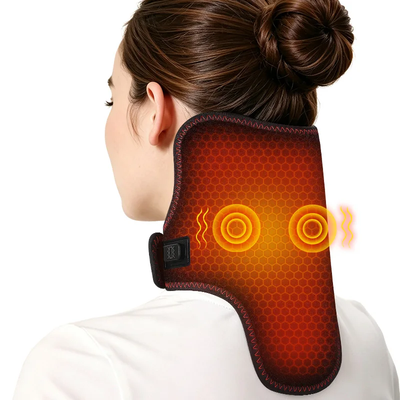 Electric Heated Vibration Neck Massager Hot Compress Relieves Joint Fatigue Discomfort 3-Level Timer Family Working Sleep Use