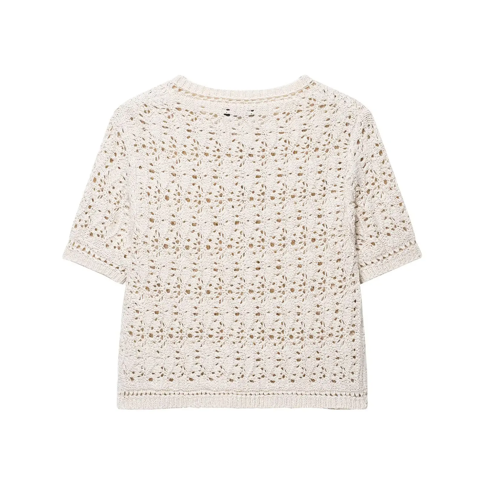 

Women's Spring Hollow Knit Jacket round Neck Fashion Top 2025 New Style Casual Outerwear