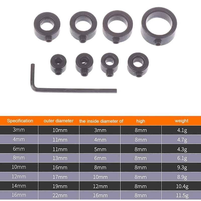 

1Set Drill Stoper Collar Stop Bit Ring Shaft Limit Metric Lock Steel Press Depth Ajustable Positioner Hole Guide Woodwork Tool