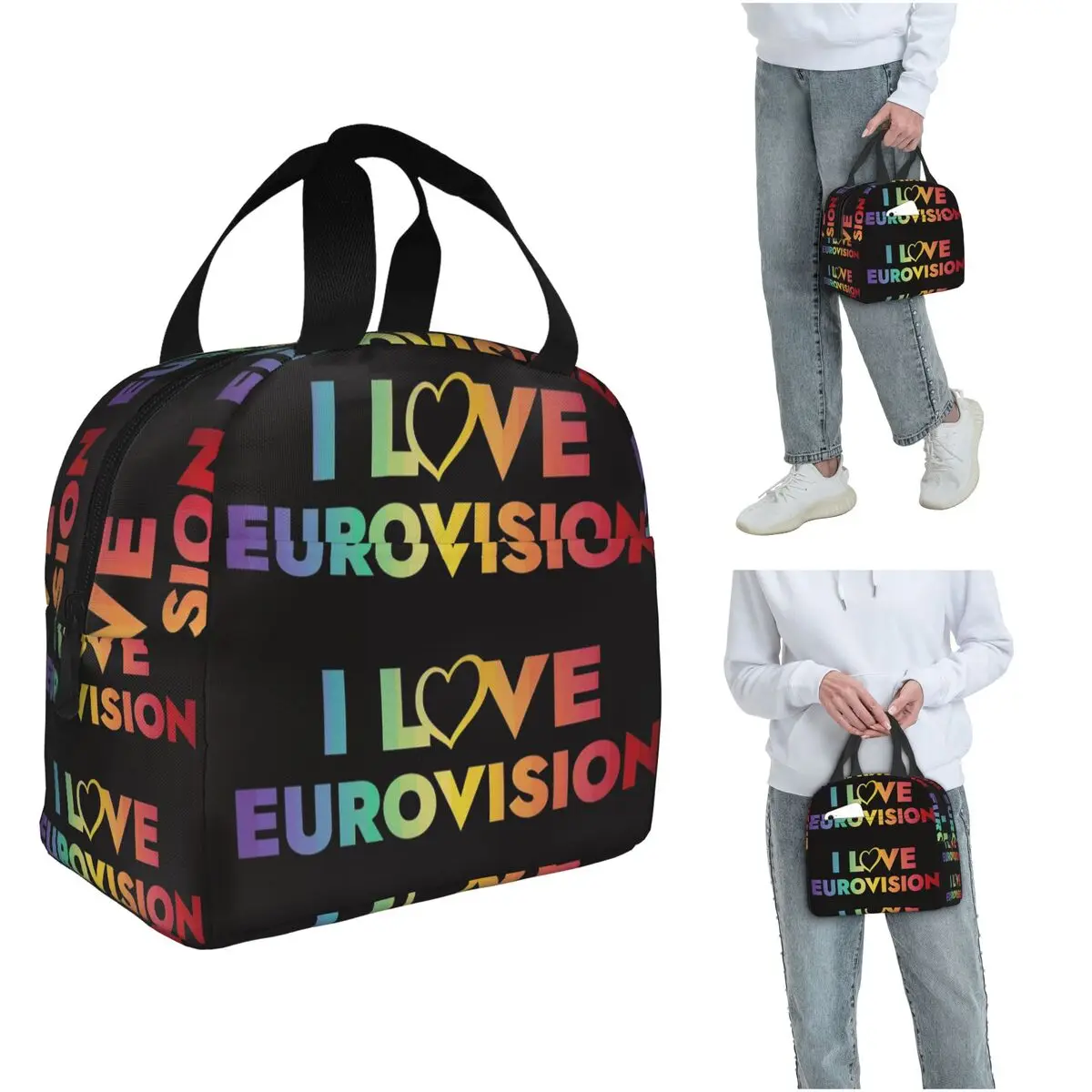 

I Love Eurovision - Термосумка для обеда с радужным узором для женщин и детей, герметичные контейнеры для еды, термосумка для обеда