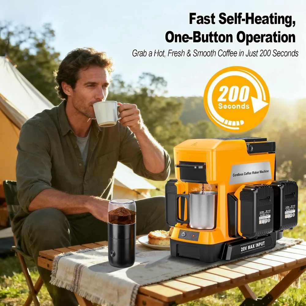 ماكينة صنع القهوة اللاسلكية Taingwei لبطارية Dewalt 20 فولت، ماكينة صنع القهوة بالتنقيط المحمولة مع مطحنة القهوة الكهربائية للمركبات التخييم، #3