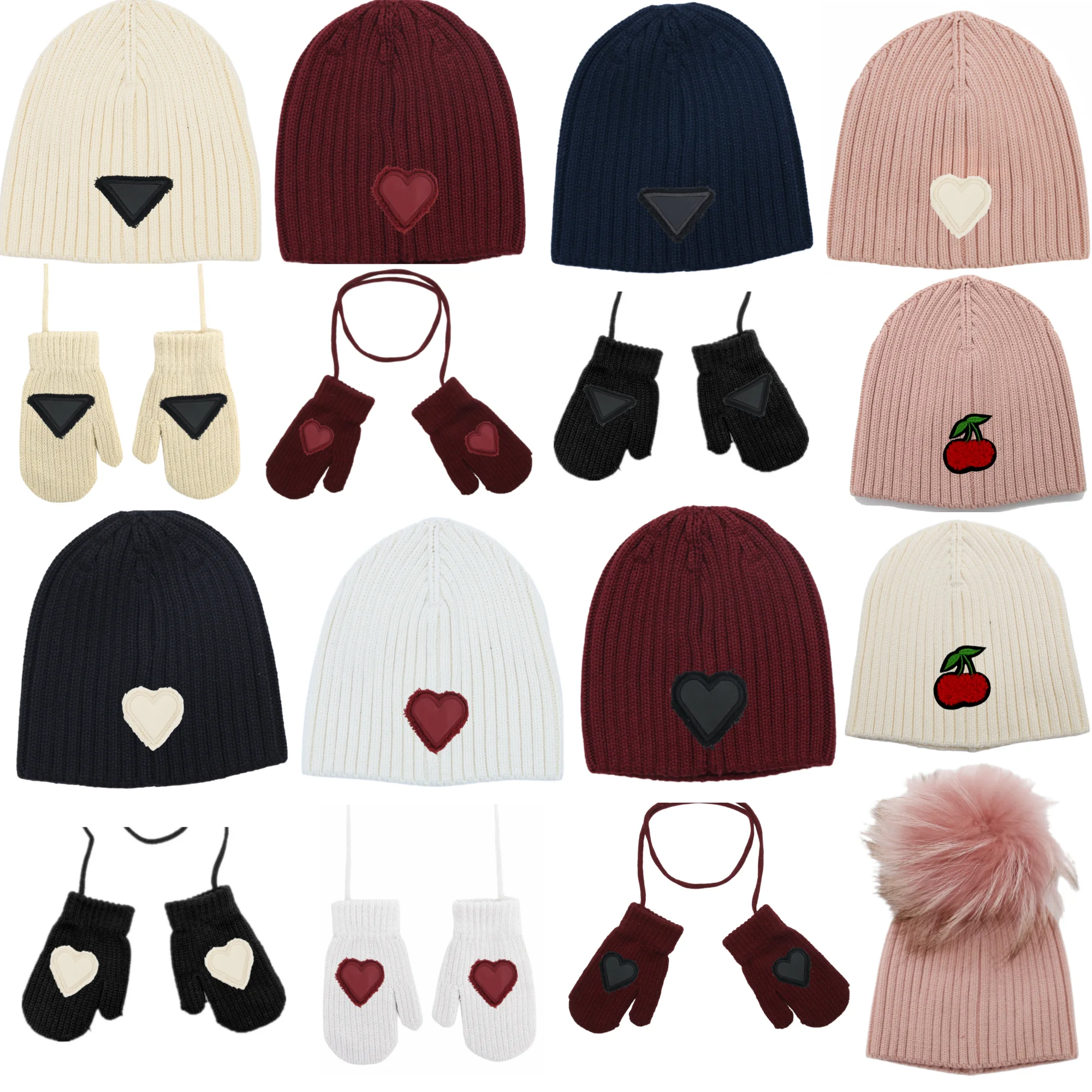 Winter Cotton Knitted Beanies Leather Heart Outdoor Hat Children Hats Personality Table hats girl hat boy hat Personalized Trian