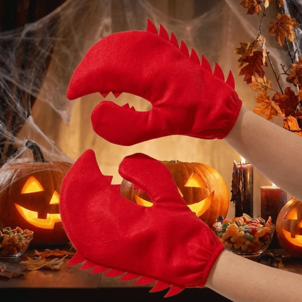 Novelty Cartoon Crab Pliers Gloves Creative Funny Halloween Cosplay Gloves Polyester Dress Up Mitten Halloween
