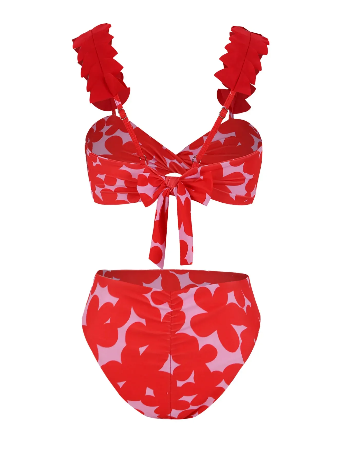 2025 heißer Verkauf Schulter Rüschen Bikini Frauen Badeanzug Sexy Mode Rot Druck Biquini Dame Badeanzug Bademode Weibliche Bademode