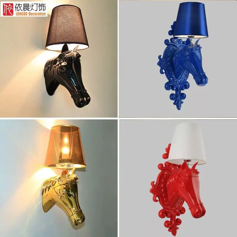 

resin horse head wall lamp living room bedroom aisle bar modern minimalist creative bedside wall lamp free shipping