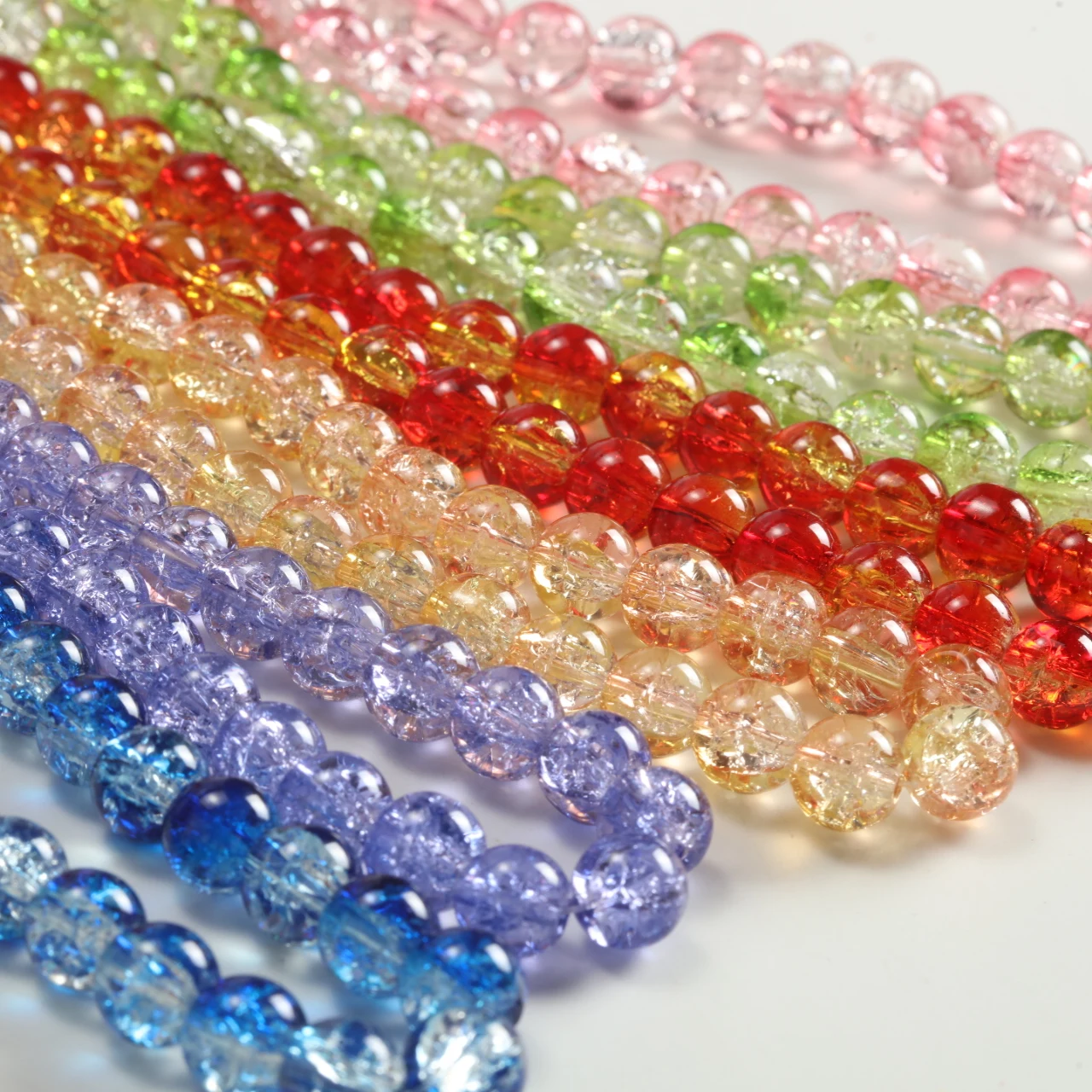 10mm Two-Tone Translucent Crackle Glass Beads 20/40/80pcs Round Loose Spacer Beads for DIY Jewelry Making Bracelet Necklace