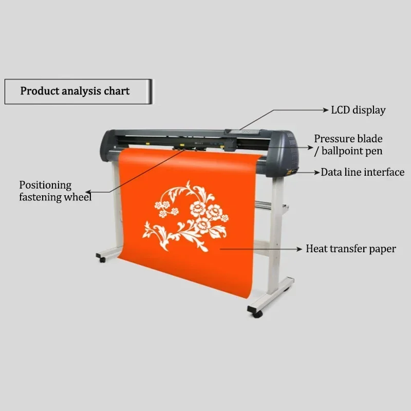 Small Electric 1350 Mm Vinyl Plotter Cutting Machine 53 Inch Plotting Printer Cutting Logo Making Software Computer USB Craft Cu