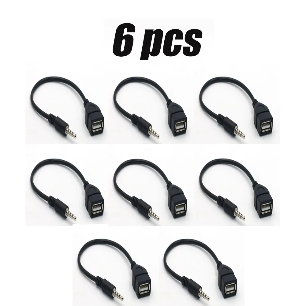 1/2/4/6/8/10Pcs Schwarz Auto Audio Kabel Zu USB Audio Kabel Auto Elektronik für Spielen Musik Auto Audio Kabel USB Kopfhörer Konverter