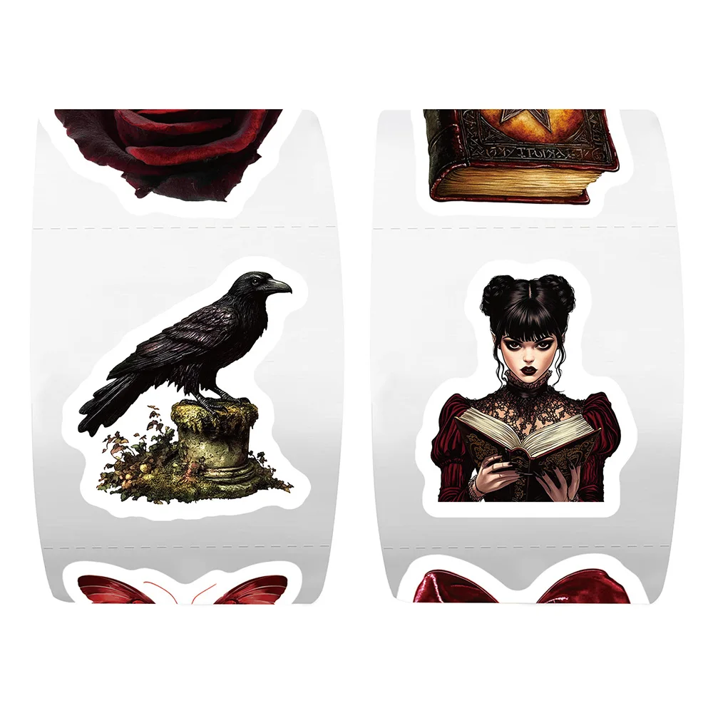 

500pcs/Roll Vintage Gothic Cartoon Stickers Cool Magic Witch Graffiti Decals DIY Motorcycle Laptop Decoration Sticker Seal Label
