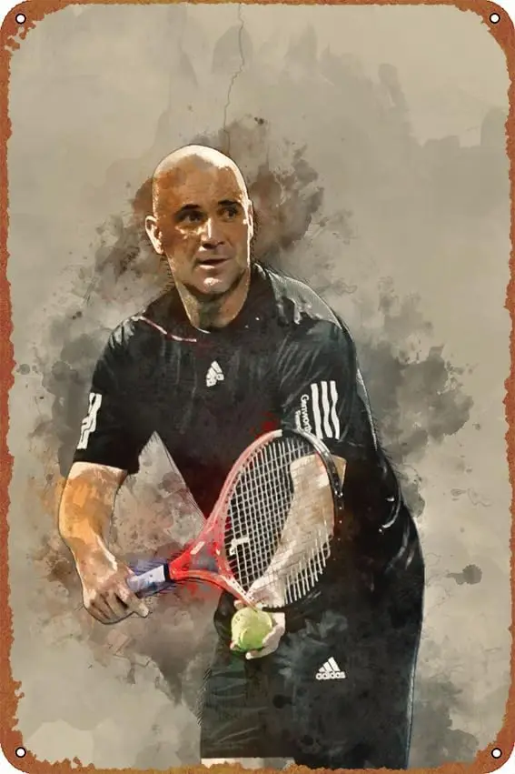 Andre Agassi Sports posters Metal Plaque Tin Sign,Vintage Metal Pub Club Cafe bar Home Wall Art Decoration Poster Retro 8x1 sign