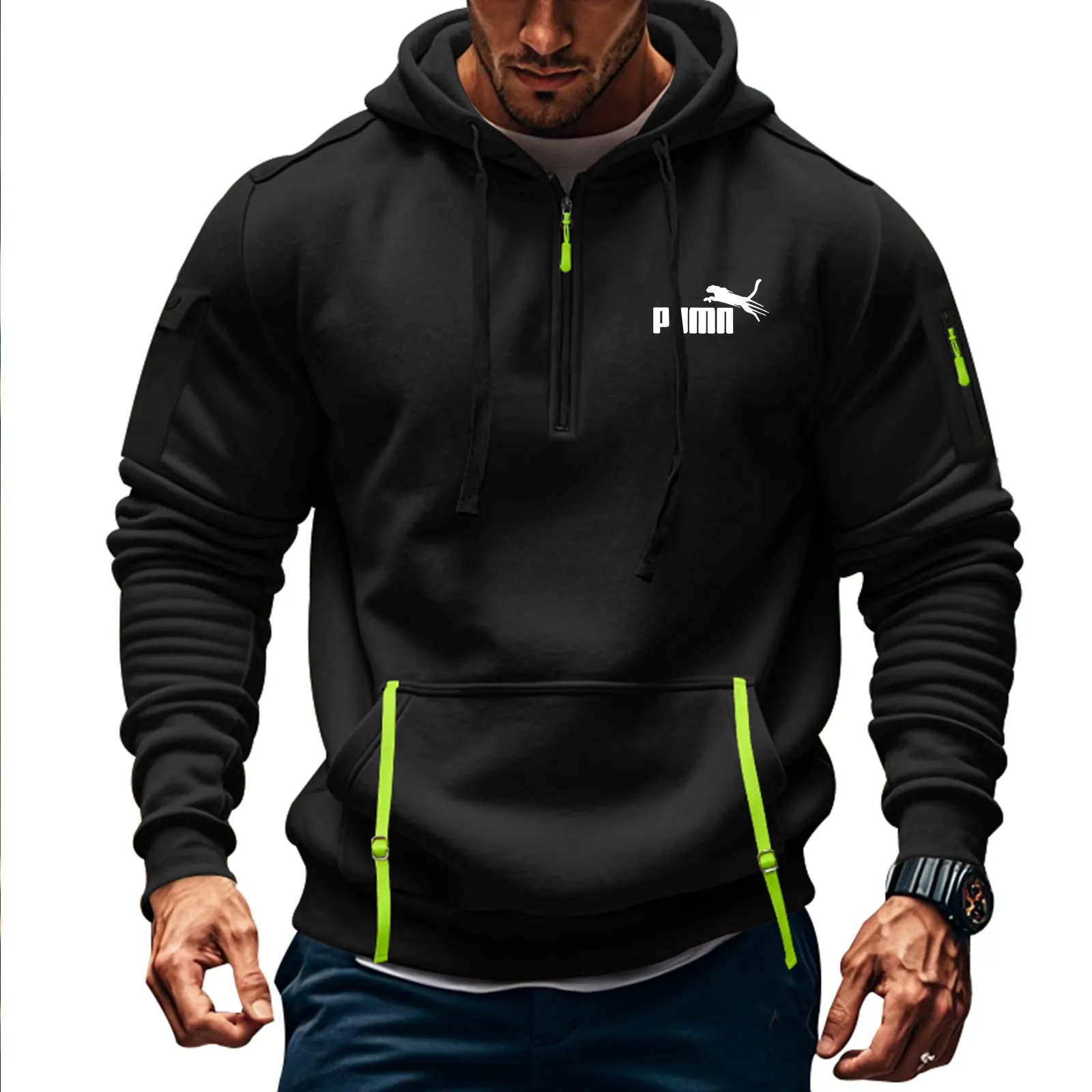 

Autumn And Winter New Fashion Men's Hoodie Casual Outdoor Sports Windproof Warm Plus Velvet Zipper Trend Men Clothing Promotion