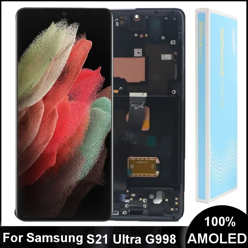 Super amoled s21 ultra tela lcd para samsung galaxy s21 ultra 5g display g998 g998f g998b g998u display lcd digitador da tela