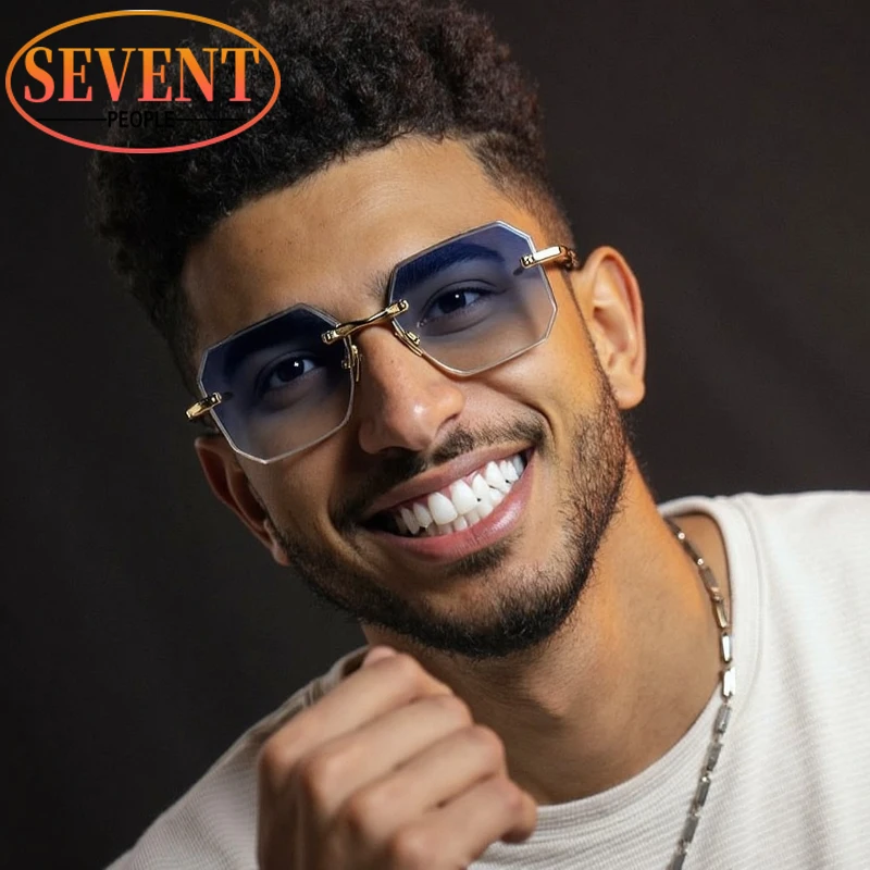 

Square Punk Rimless Sunglasses Man 2025 Luxury Brand Vintage Outdoor Frameless Sun Glasses For Male Steampunk Eyewear UV400