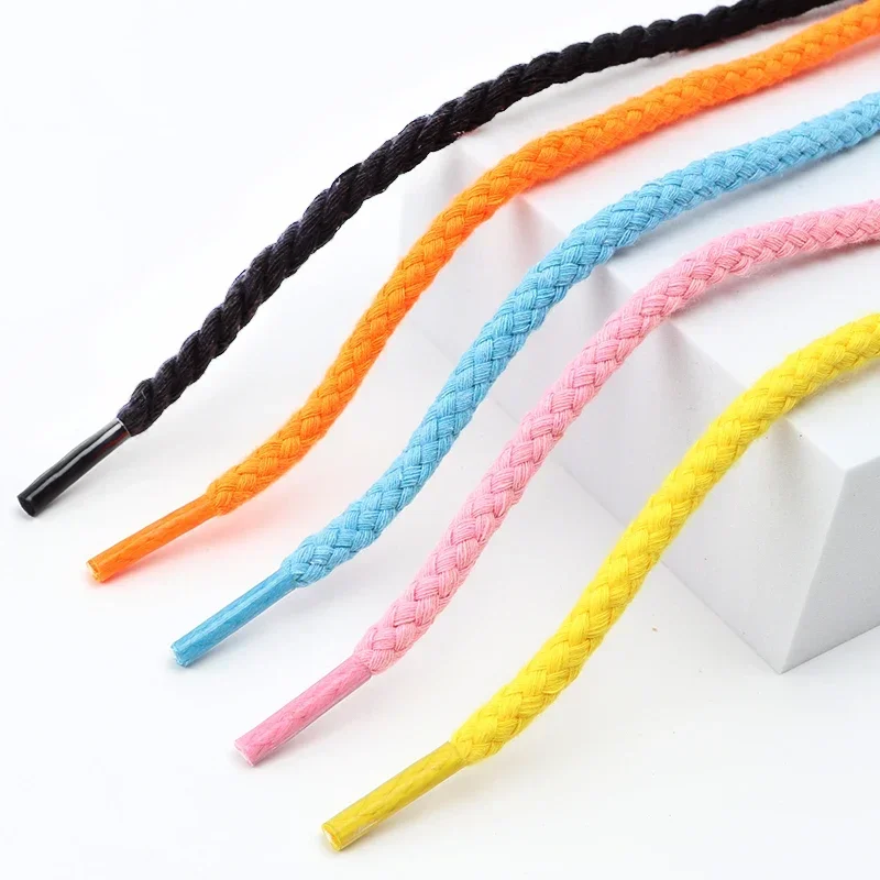 8MM Cotton Shoelaces Bold Linen Round Shoe Laces For Sneakers Hemp Rope Cashew Flower Shoes Lace Accessories Shoestrings