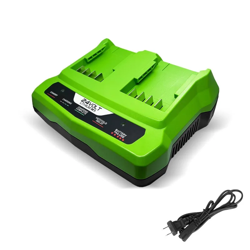 

24V Dual-Port Lithium Battery Charger Rapid Charger Compatible for Greenworks 24V Lithium Batteries Power Tool Battery Charger