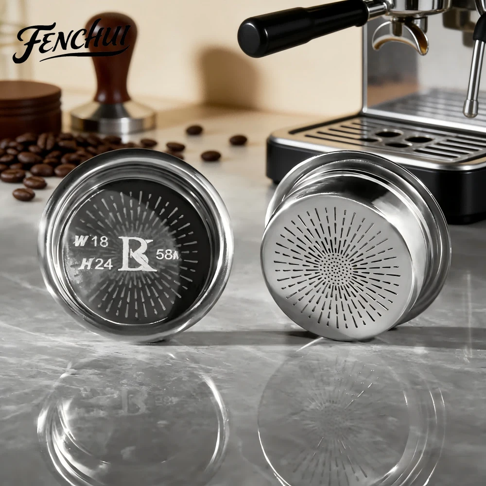 

FENCHUI 51mm-58mm 18g 20g 22g 24g Precision High Extraction Espresso Filter Basket, Stainless Steel for Bottomless Portafilter