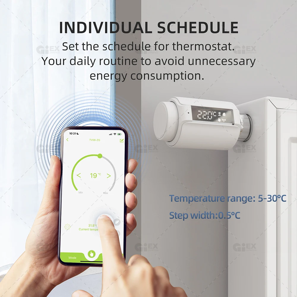 WIFI Thermostatic Radiator Valve Smart Radiator Actuator Bluetooth TRV Programmable Temperature Controller Voice Control Tuya