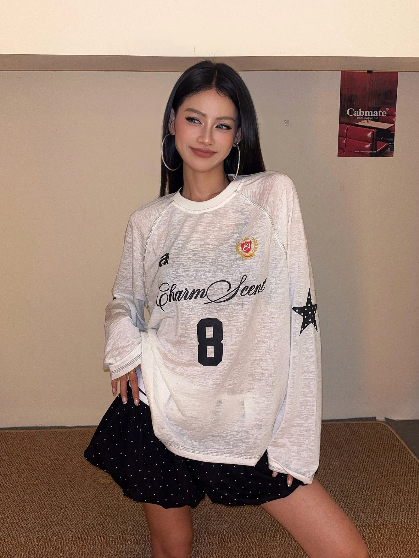 DoubleD American Sports Star Dot Digital Number Baseball Jersey T-Shirt Women Summer Thin Sun Protection Long Sleeve Top