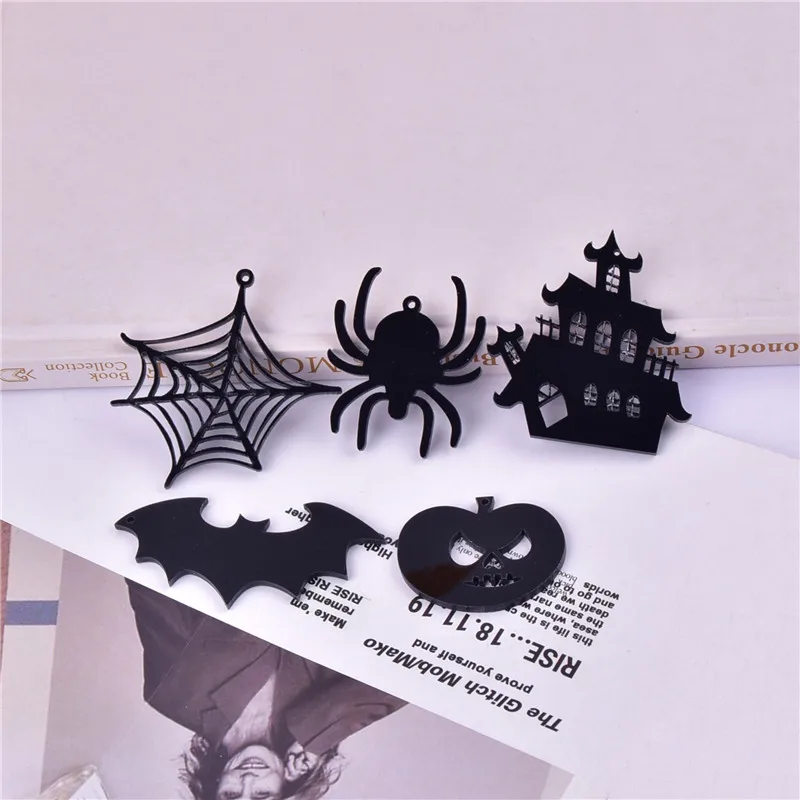 10 pz/pacco Halloween Spider Ghost House zucca acrilico Charms ciondolo gioielli che fanno artigianato fai da te