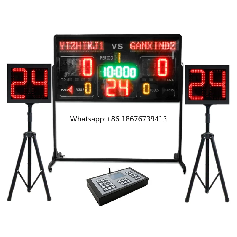 

High Quality Multiple Ball Sports Scoring LED Digital Basketball Scoreboard with 24s Shot Clock Portable Console Panel